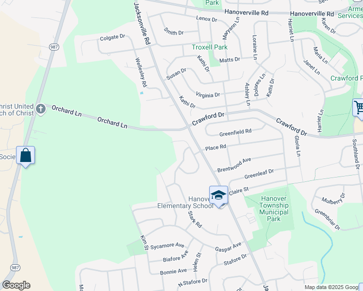 map of restaurants, bars, coffee shops, grocery stores, and more near 4041 Autumn Ridge Road in Bethlehem