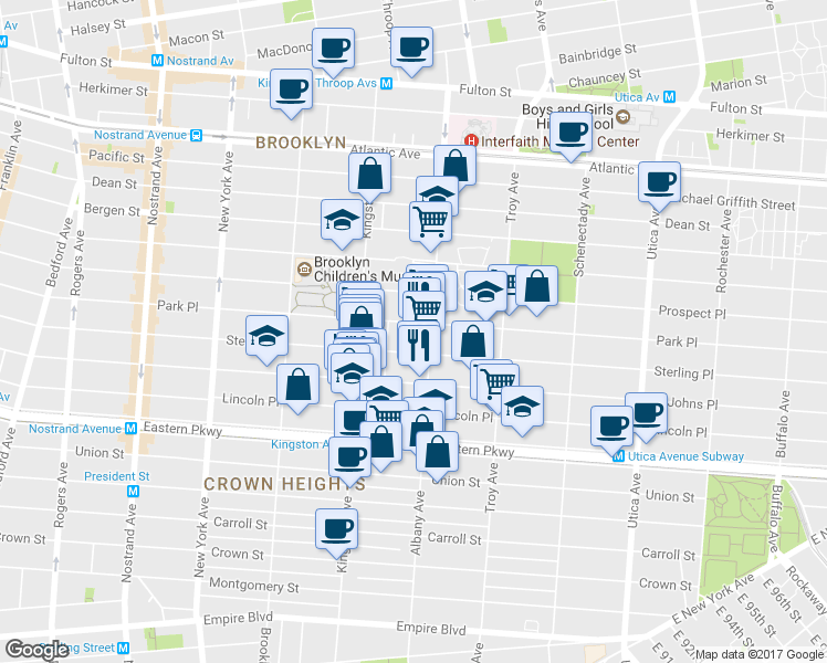 map of restaurants, bars, coffee shops, grocery stores, and more near in Brooklyn