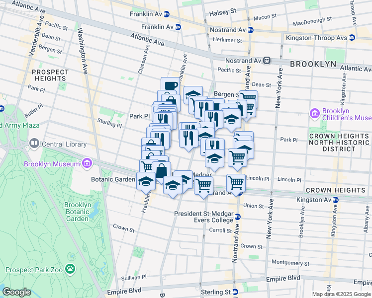 map of restaurants, bars, coffee shops, grocery stores, and more near 1480 Bedford Avenue in Brooklyn