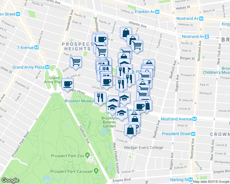 map of restaurants, bars, coffee shops, grocery stores, and more near 429 Lincoln Place in Brooklyn