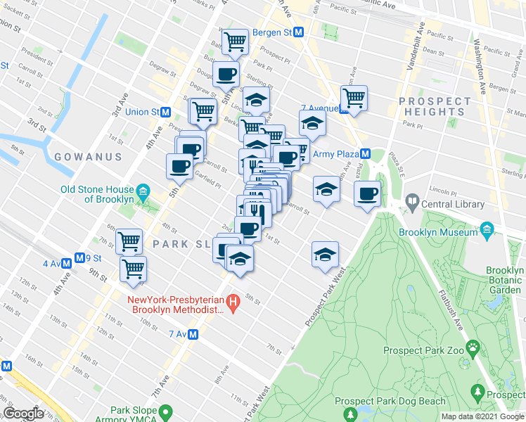 map of restaurants, bars, coffee shops, grocery stores, and more near in Brooklyn