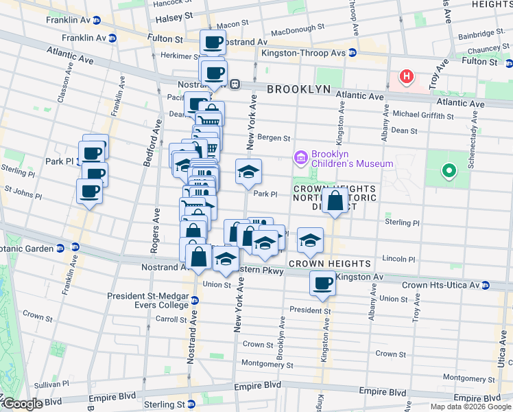 map of restaurants, bars, coffee shops, grocery stores, and more near 959 Sterling Place in Brooklyn