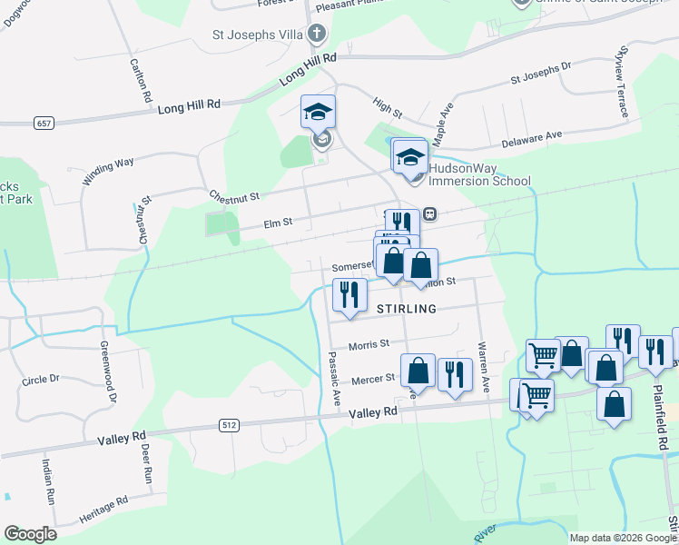 map of restaurants, bars, coffee shops, grocery stores, and more near 353 Somerset Street in Long Hill