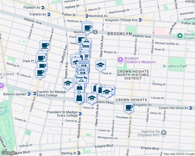 map of restaurants, bars, coffee shops, grocery stores, and more near 911 Sterling Place in Brooklyn