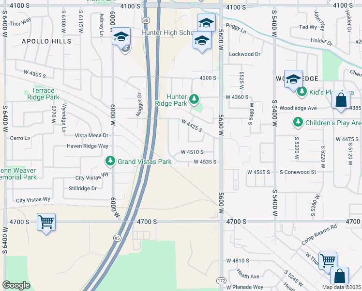 map of restaurants, bars, coffee shops, grocery stores, and more near 4485 South 5760 West in West Valley City