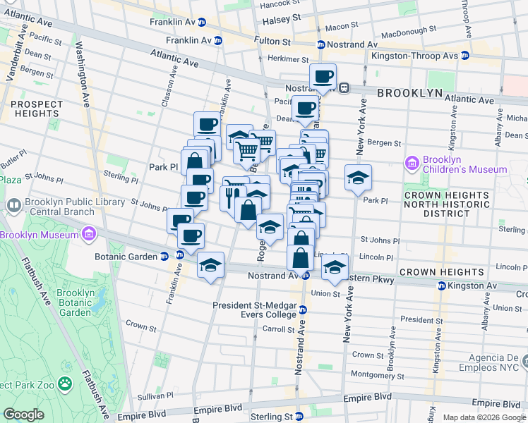 map of restaurants, bars, coffee shops, grocery stores, and more near in Brooklyn