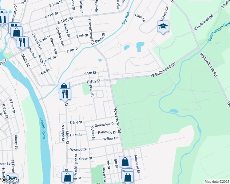 map of restaurants, bars, coffee shops, grocery stores, and more near 320 Bendelow Lane in Northampton