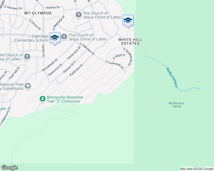map of restaurants, bars, coffee shops, grocery stores, and more near 4503 South Zarahemla Drive in Salt Lake City