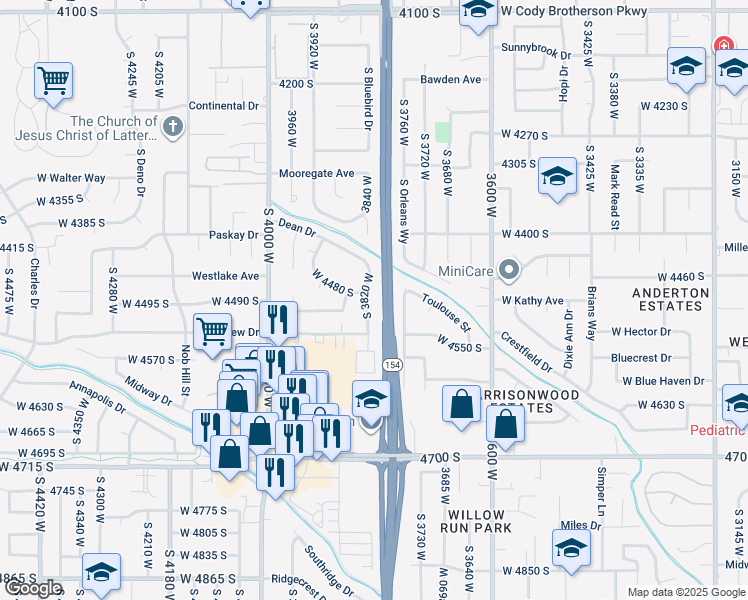map of restaurants, bars, coffee shops, grocery stores, and more near 4498 South 3820 West in West Valley City