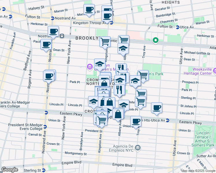 map of restaurants, bars, coffee shops, grocery stores, and more near 12 Hampton Place in Brooklyn