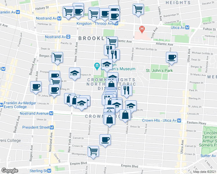 map of restaurants, bars, coffee shops, grocery stores, and more near in Brooklyn