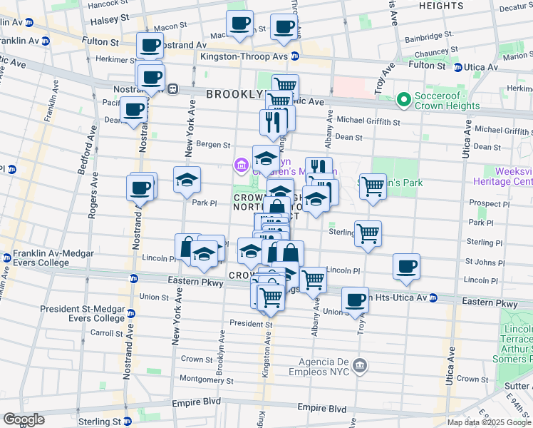 map of restaurants, bars, coffee shops, grocery stores, and more near in Brooklyn