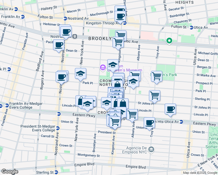 map of restaurants, bars, coffee shops, grocery stores, and more near 1093 Sterling Place in Brooklyn