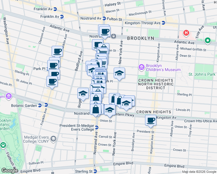map of restaurants, bars, coffee shops, grocery stores, and more near 911 Sterling Place in Brooklyn