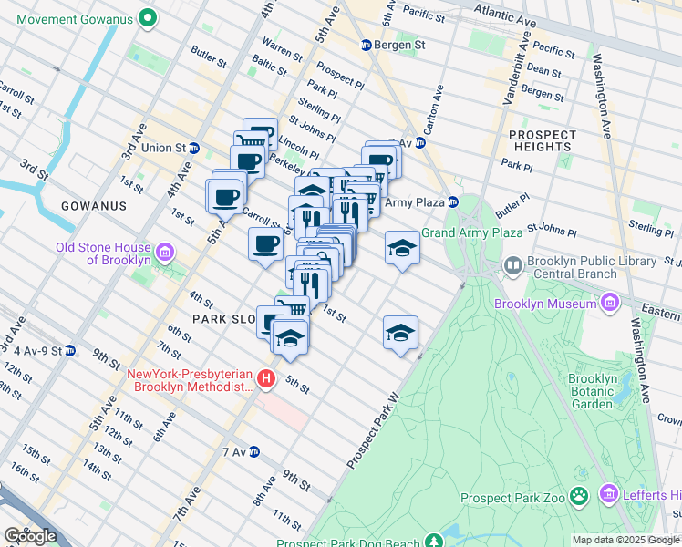 map of restaurants, bars, coffee shops, grocery stores, and more near in Brooklyn