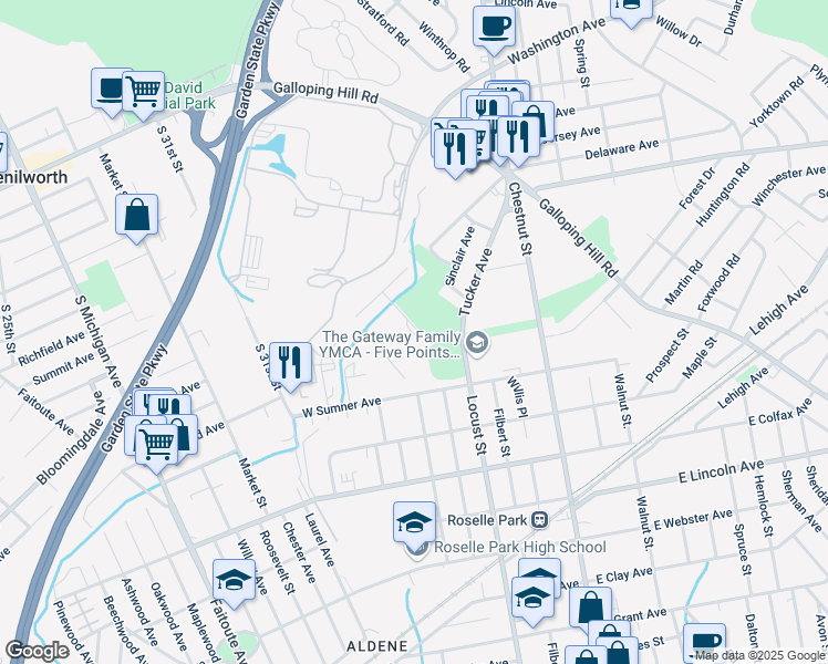 map of restaurants, bars, coffee shops, grocery stores, and more near 100 Francis Court in Union