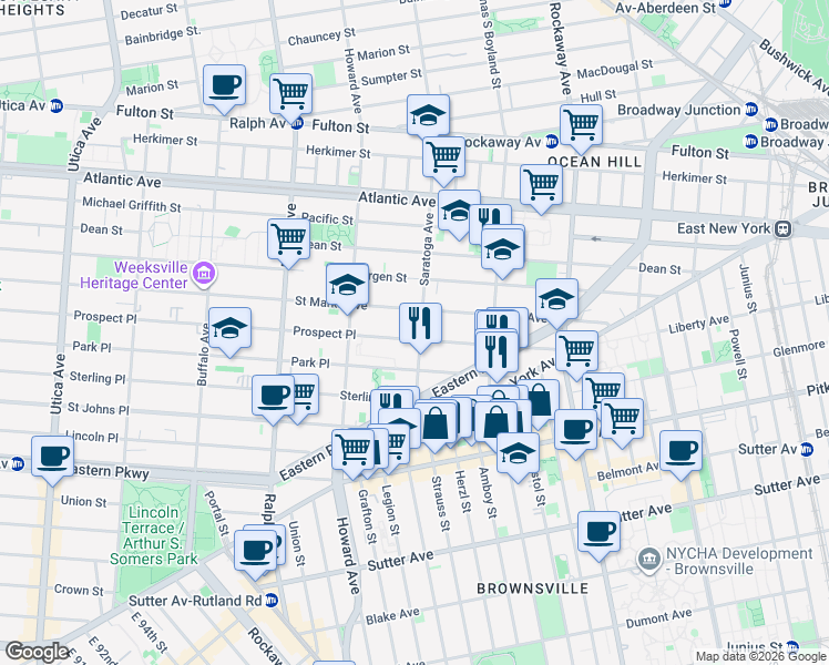 map of restaurants, bars, coffee shops, grocery stores, and more near in Brooklyn
