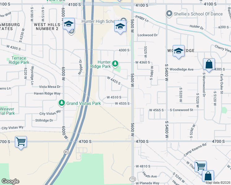 map of restaurants, bars, coffee shops, grocery stores, and more near 5703 West 4480 South in West Valley City