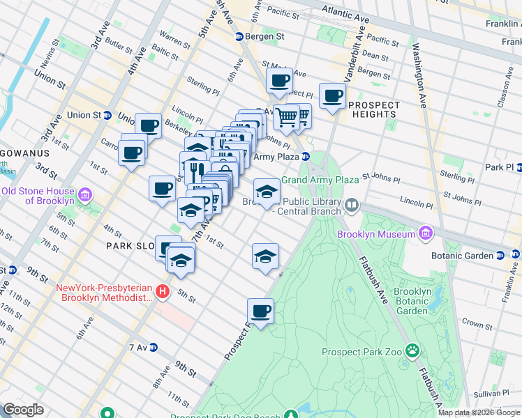 map of restaurants, bars, coffee shops, grocery stores, and more near in Brooklyn