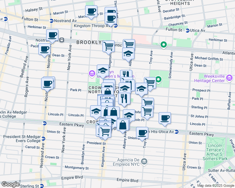 map of restaurants, bars, coffee shops, grocery stores, and more near 12 Hampton Place in Brooklyn