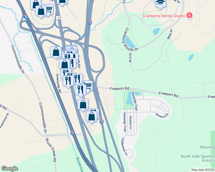 map of restaurants, bars, coffee shops, grocery stores, and more near 125 Autumn Lane in Mars