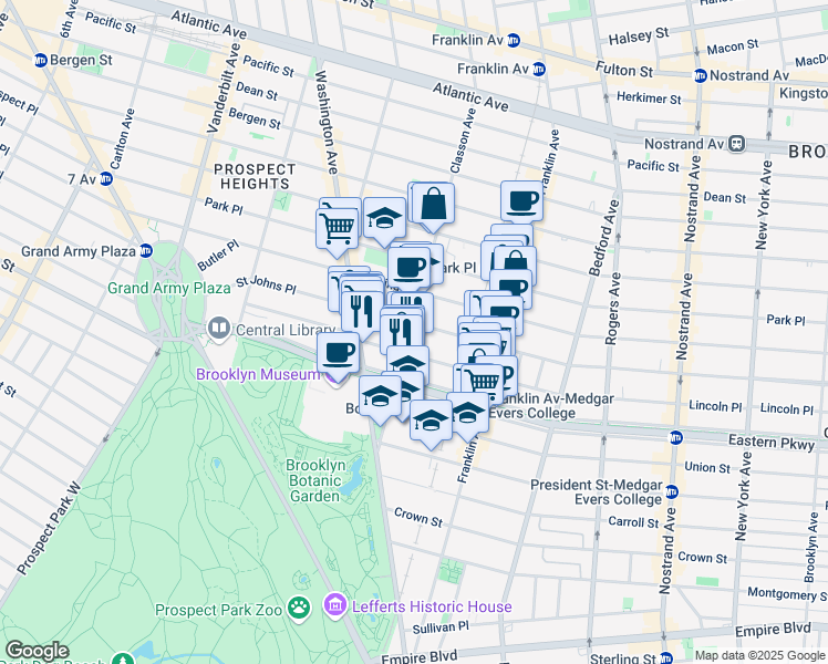 map of restaurants, bars, coffee shops, grocery stores, and more near 811 Classon Avenue in Brooklyn