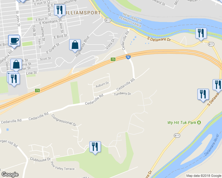 map of restaurants, bars, coffee shops, grocery stores, and more near 154 Knollwood Drive in Easton