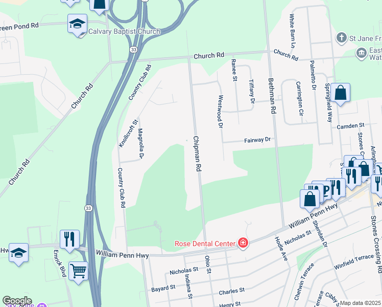 map of restaurants, bars, coffee shops, grocery stores, and more near 3559 Chipman Rd in Easton