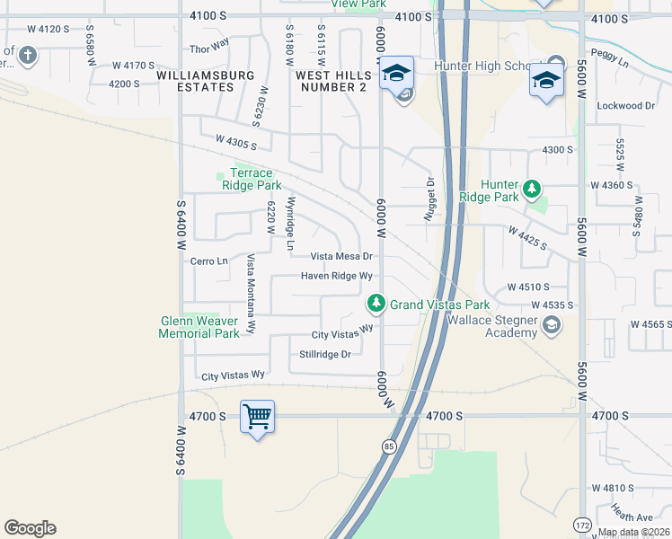 map of restaurants, bars, coffee shops, grocery stores, and more near 6092 Haven Ridge Way in West Valley City