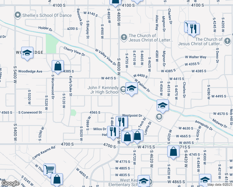 map of restaurants, bars, coffee shops, grocery stores, and more near 4480 South 4800 West in West Valley City