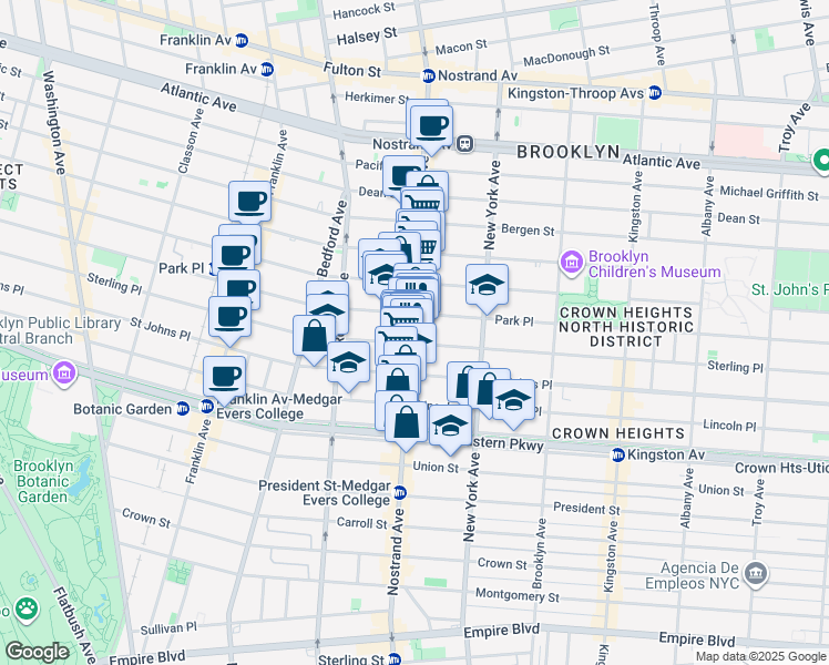 map of restaurants, bars, coffee shops, grocery stores, and more near 856 Sterling Place in Brooklyn