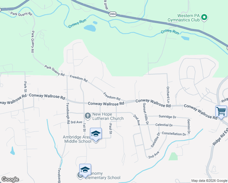 map of restaurants, bars, coffee shops, grocery stores, and more near 417 Freedom Road in Freedom
