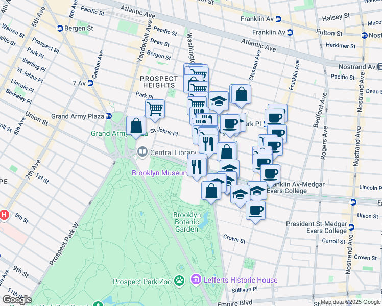 map of restaurants, bars, coffee shops, grocery stores, and more near 364 Lincoln Place in Brooklyn