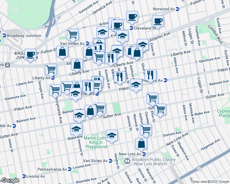 map of restaurants, bars, coffee shops, grocery stores, and more near in Brooklyn