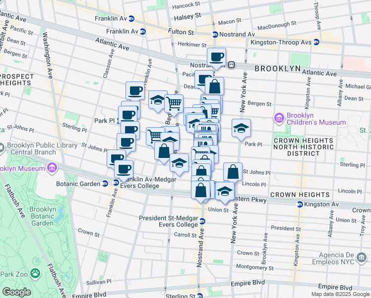 map of restaurants, bars, coffee shops, grocery stores, and more near 814 Sterling Place in Brooklyn