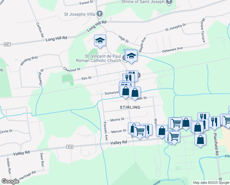 map of restaurants, bars, coffee shops, grocery stores, and more near 321 Somerset Street in Long Hill