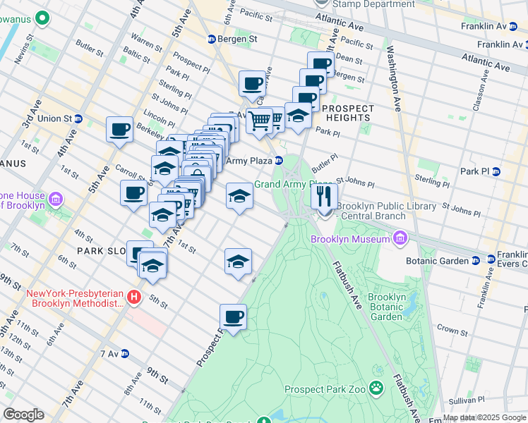 map of restaurants, bars, coffee shops, grocery stores, and more near 902 Union Street in Brooklyn