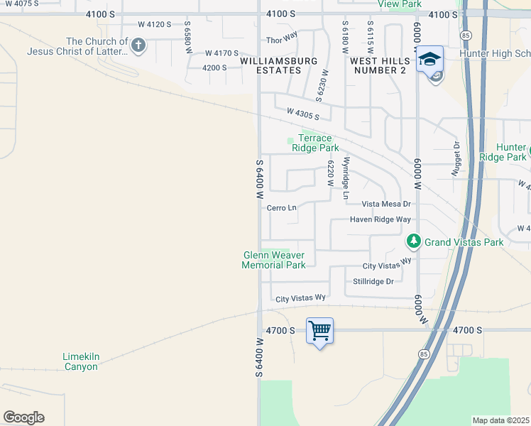 map of restaurants, bars, coffee shops, grocery stores, and more near 4476 Oquirrh Vistas Lane in West Valley City