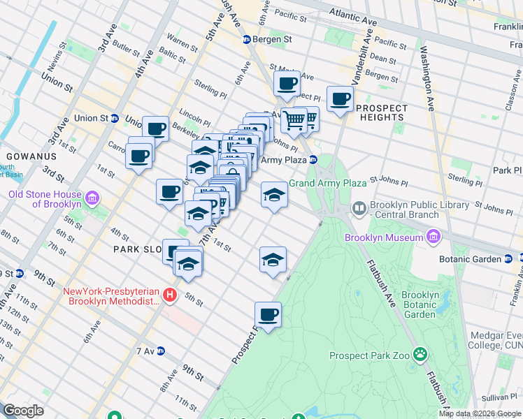 map of restaurants, bars, coffee shops, grocery stores, and more near in Brooklyn