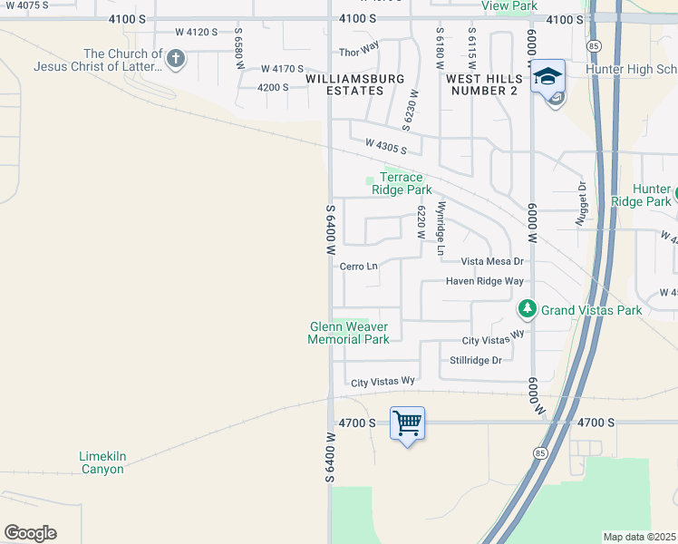 map of restaurants, bars, coffee shops, grocery stores, and more near 4476 Oquirrh Vistas Lane in West Valley City