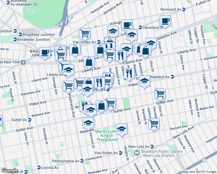 map of restaurants, bars, coffee shops, grocery stores, and more near in Brooklyn