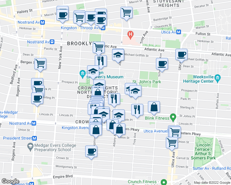 map of restaurants, bars, coffee shops, grocery stores, and more near in Brooklyn