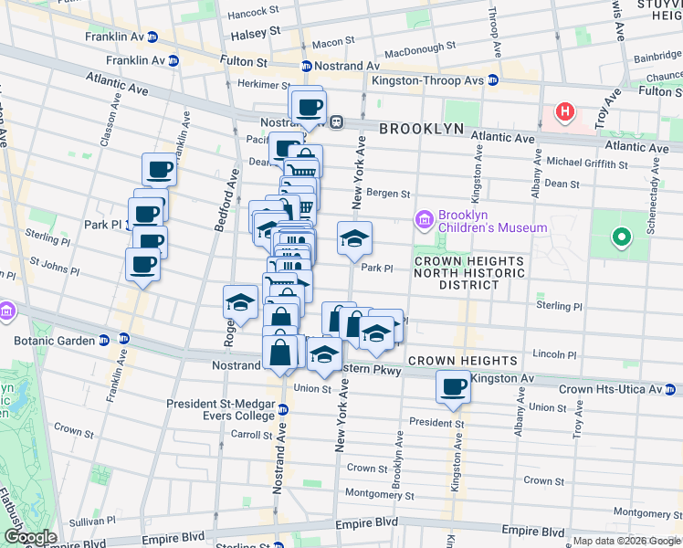 map of restaurants, bars, coffee shops, grocery stores, and more near 911 Sterling Place in Brooklyn