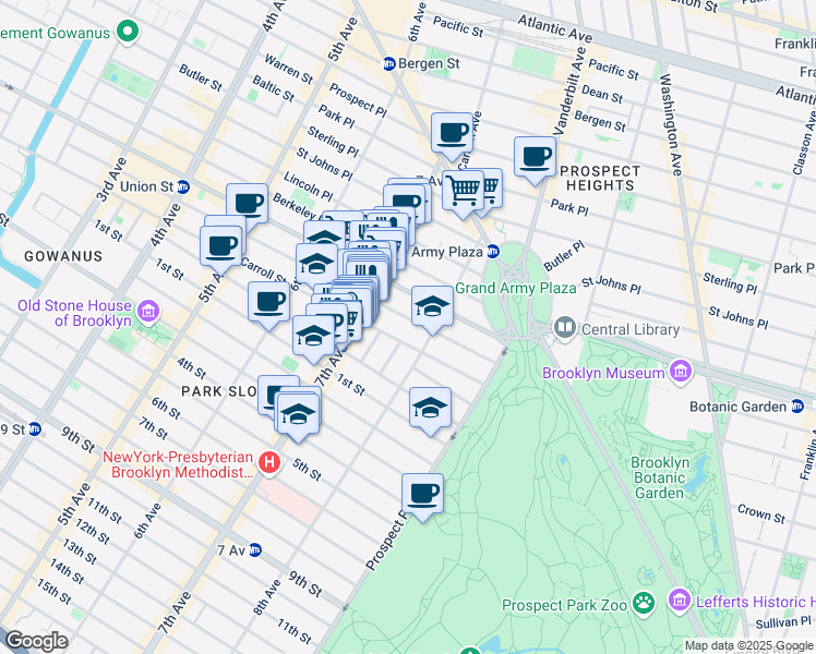 map of restaurants, bars, coffee shops, grocery stores, and more near in Brooklyn