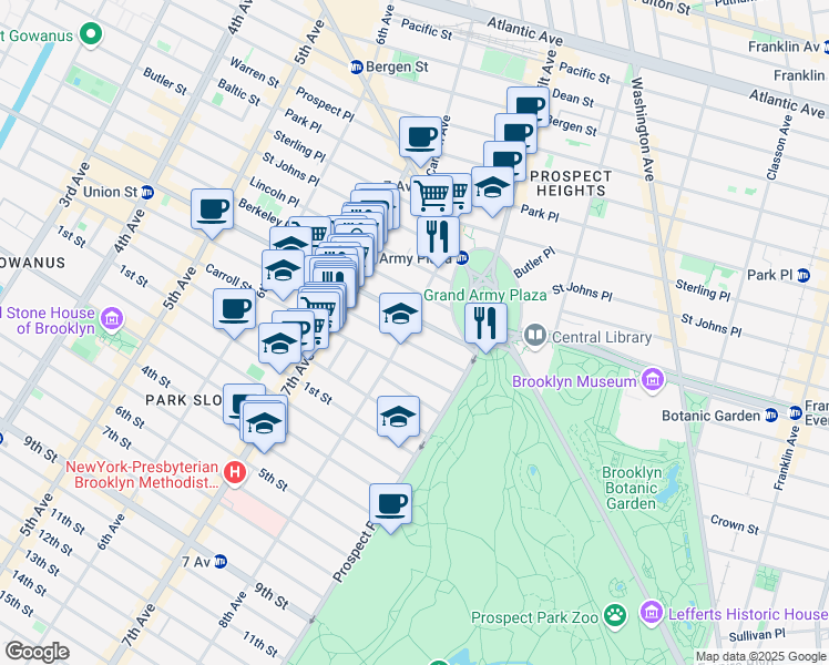 map of restaurants, bars, coffee shops, grocery stores, and more near 83 8th Avenue in Brooklyn