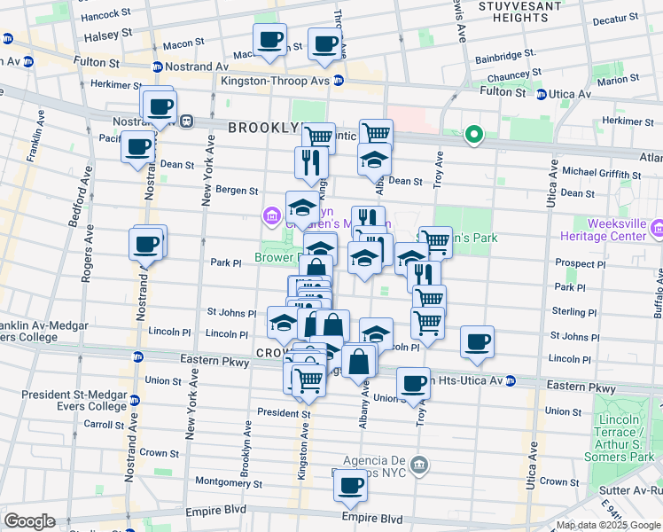 map of restaurants, bars, coffee shops, grocery stores, and more near 12 Hampton Place in Brooklyn
