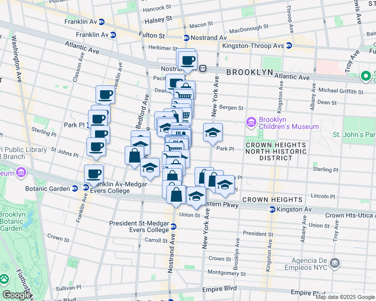 map of restaurants, bars, coffee shops, grocery stores, and more near 856 Sterling Place in Brooklyn