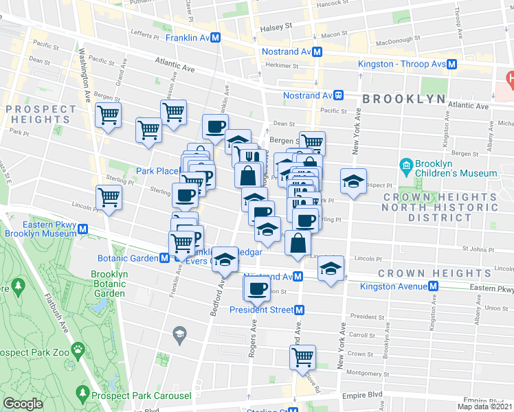 map of restaurants, bars, coffee shops, grocery stores, and more near in Brooklyn