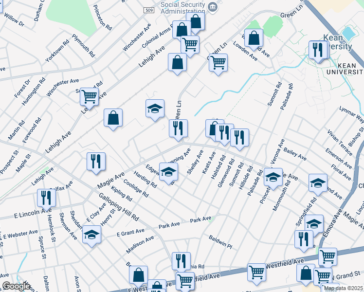 map of restaurants, bars, coffee shops, grocery stores, and more near 200 Browning Avenue in Elizabeth