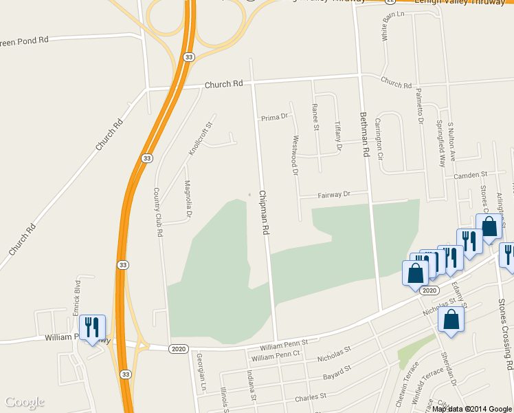 map of restaurants, bars, coffee shops, grocery stores, and more near 3559 Chipman Rd in Easton